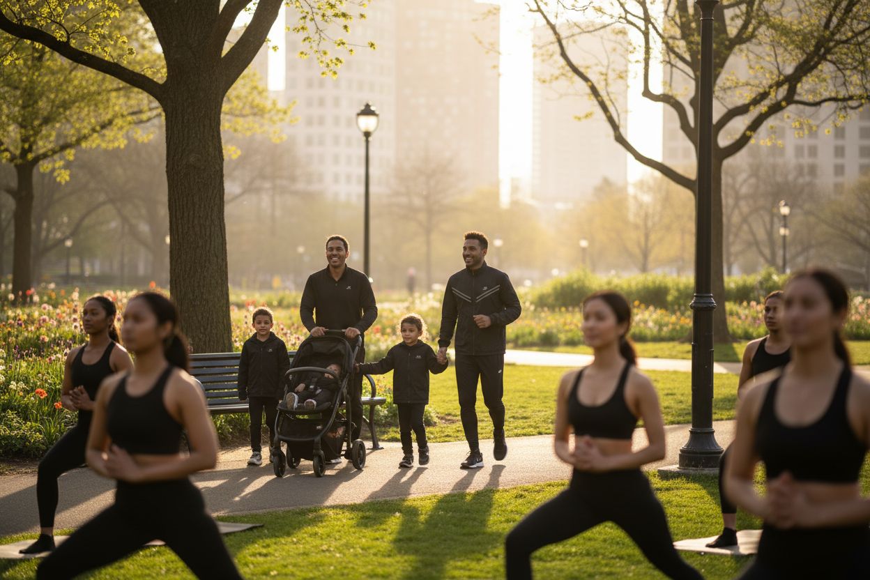 morning sun exposure, healthy lifestyle, park