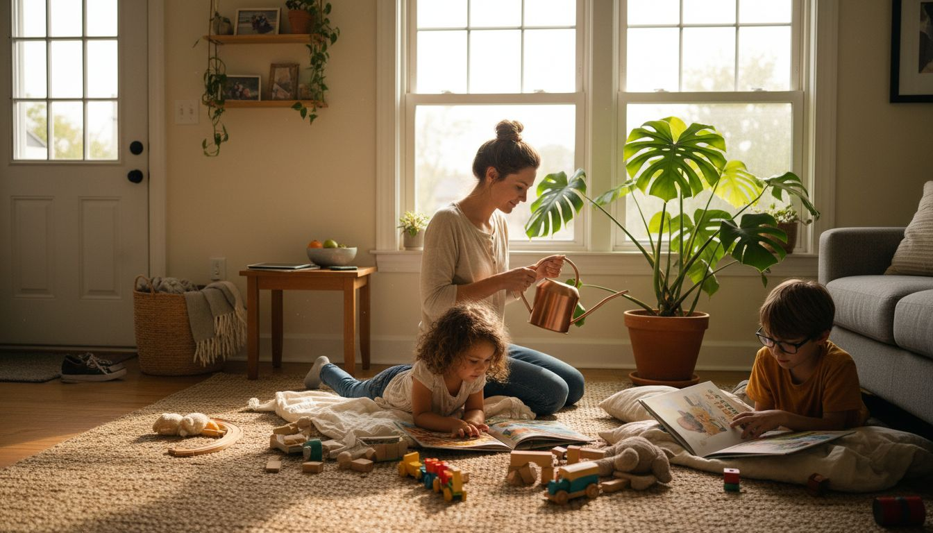 Family enjoying sustainable living at home