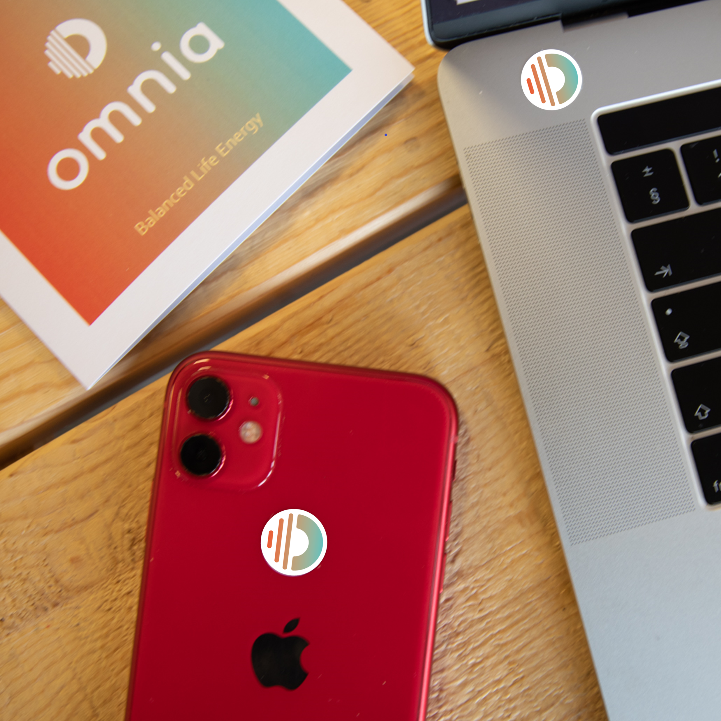 Red phone with Omnia Radiation Balancer sticker